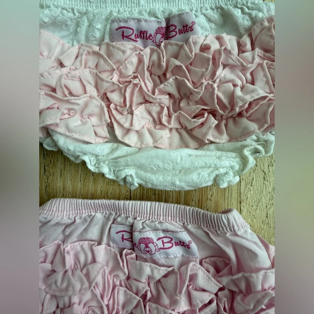 RuffleButts Pink & White Ruffled Baby Bloomers Diaper Covers and Splendid tutu